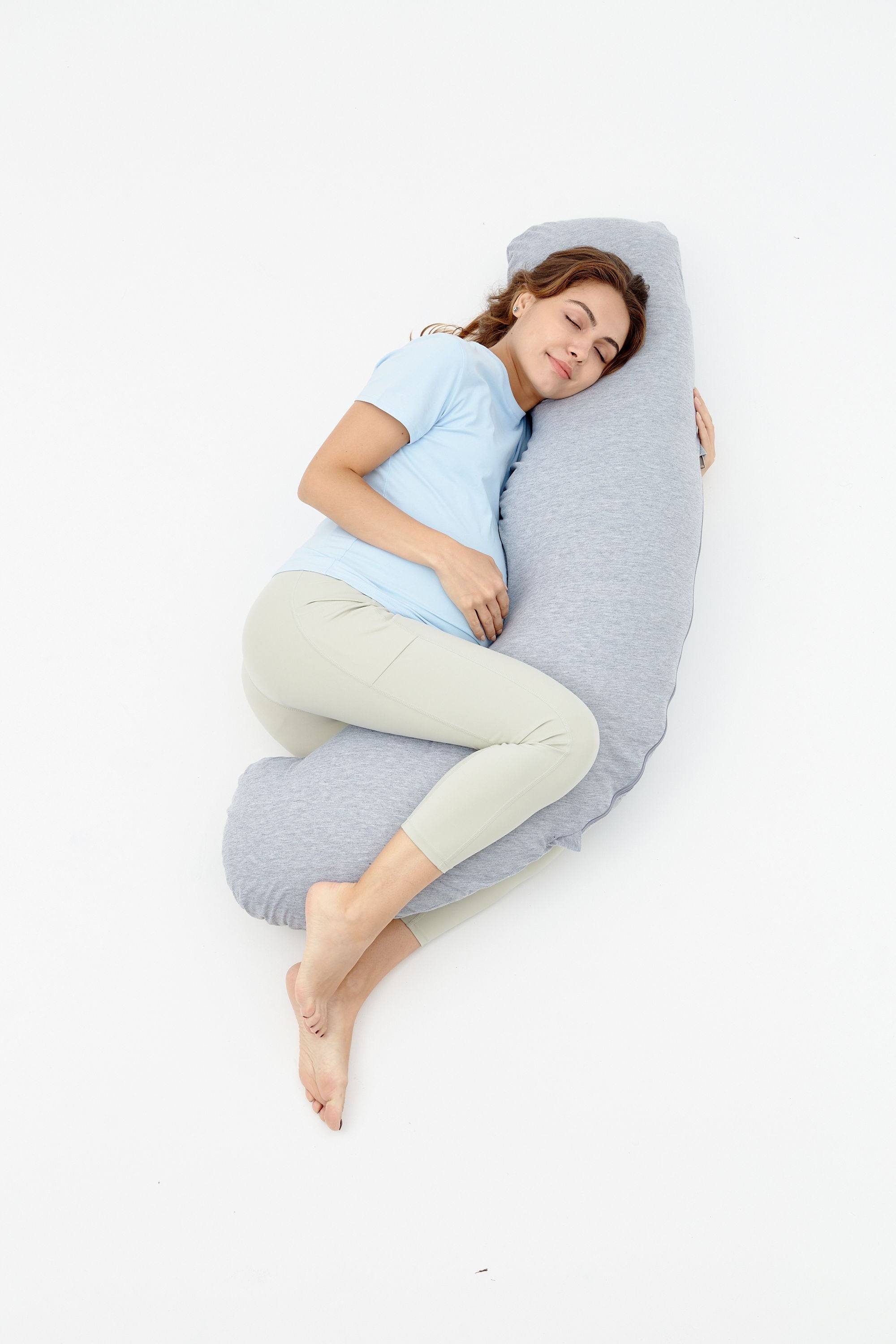 Momcozy Maternity Accessory J Shaped Maternity Body Pillow Grey - Maternity Pillow