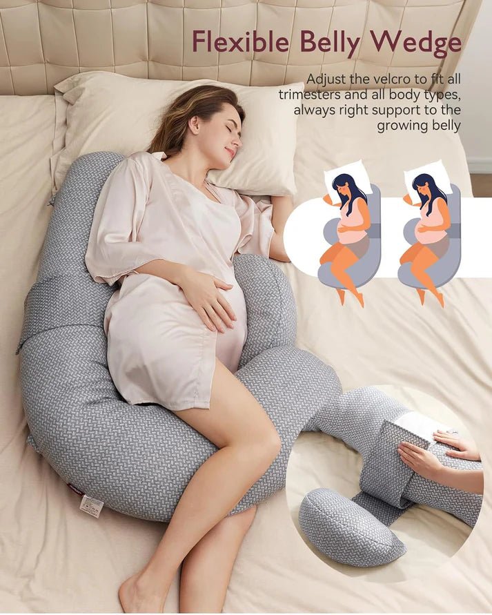 Momcozy Maternity Accessory Original F Shaped adjustable Maternity Pillow Grey - Maternity Pillow