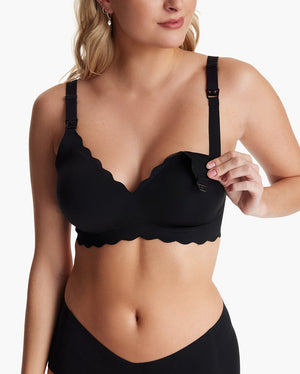 Momcozy Maternity Accessory Seamless Support Floral Nursing Bra - Black - S Maternity Nursing Bra