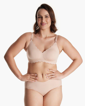 Momcozy Maternity Accessory Seamless Support Floral Nursing Bra - S Skin - S Maternity Nursing Bra