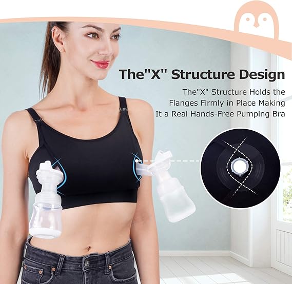 Momcozy Maternity Accessory YN08 - Hands - Free Pumping Bra - Black - XS Maternity Bra