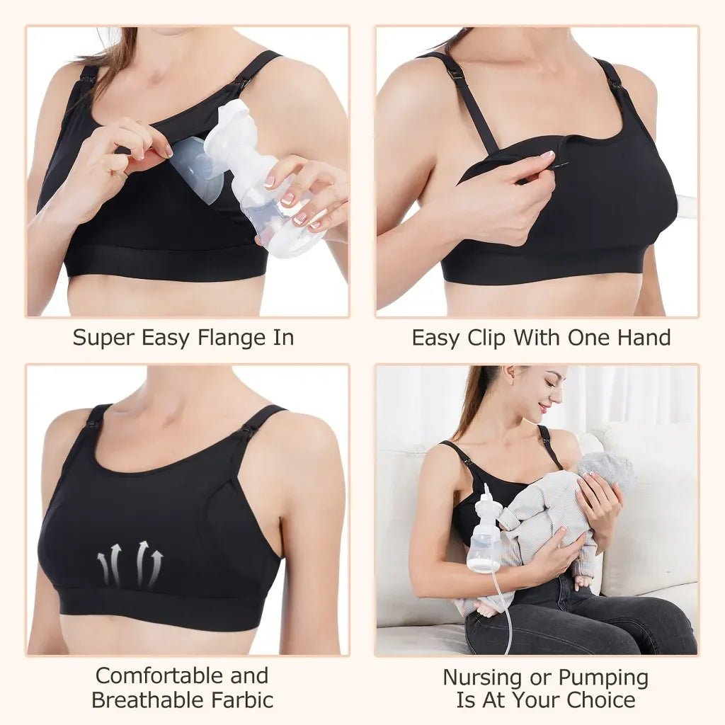 Momcozy Maternity Accessory YN08 - Hands - Free Pumping Bra - Black - XS Maternity Bra