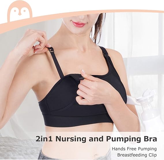 Momcozy Maternity Accessory YN08 - Hands - Free Pumping Bra - Black - XS Maternity Bra