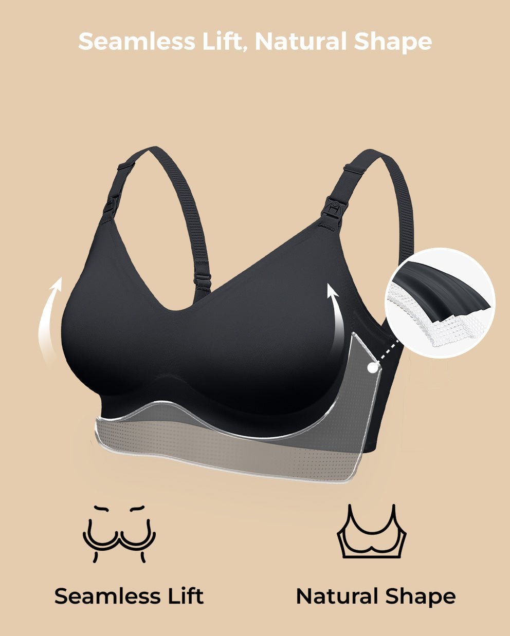 Momcozy Maternity Accessory YN21 Nursing Bra - Black - S Maternity Nursing Bra