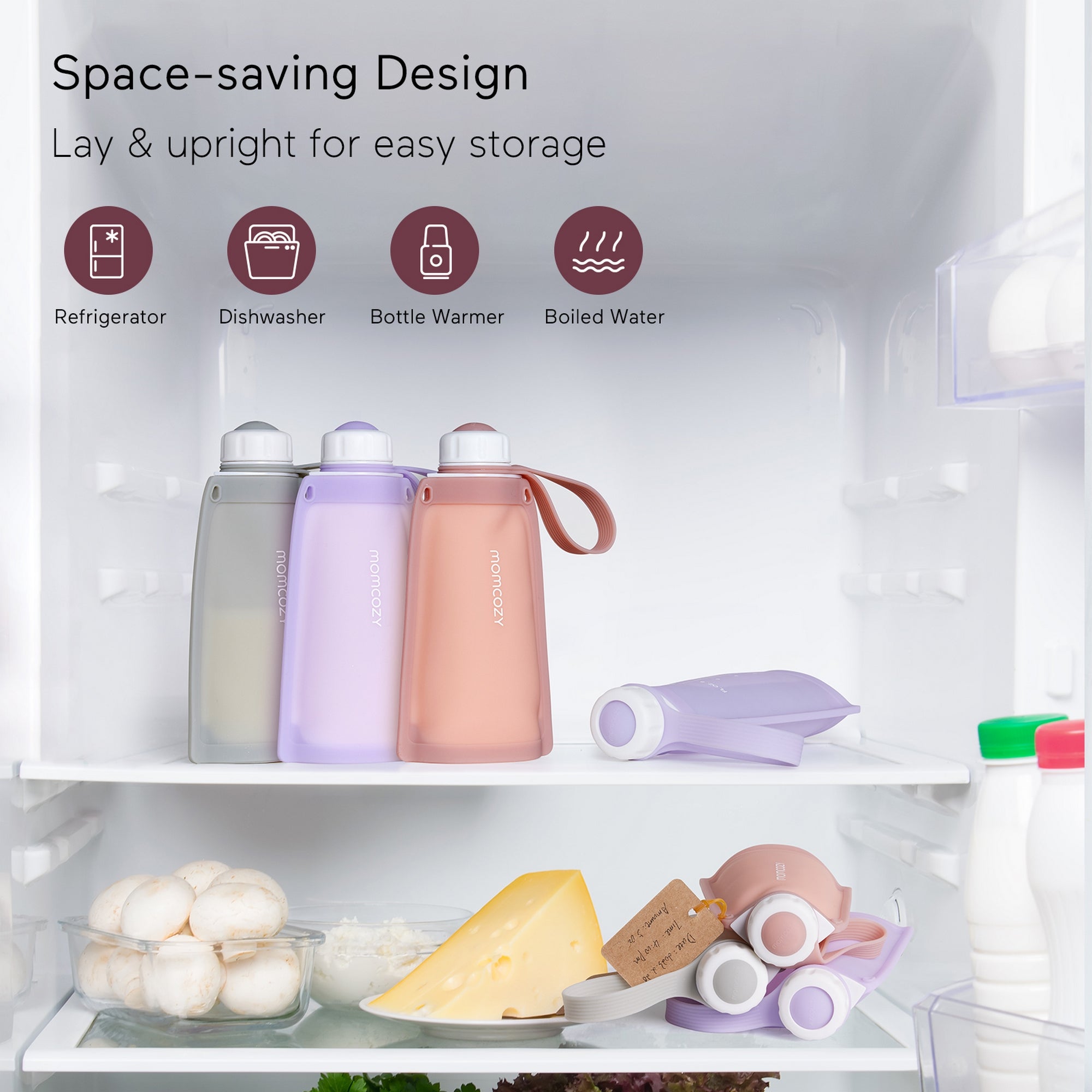 Momcozy Silicone Milk Storage Bags 2pcs Maternity Accessory Purple and White - MS010 - PY00NB