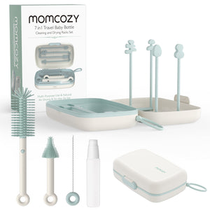 Momcozy Weaning Accessories Push - Press Design Bottle Brush Kit - Classic Style Green - Bottle Cleaning Accessories