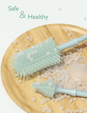 Momcozy Weaning Accessories Push - Press Design Bottle Brush Kit - Press Bubble Style Green - Cleaning Brush Set