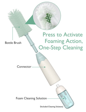 Momcozy Weaning Accessories Push - Press Design Bottle Brush Kit - Press Bubble Style Green - Cleaning Brush Set