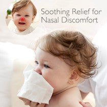A child's nose being wiped with Momcozy Nose Saline Wipes- for soothing relief from Nasal Discomfort