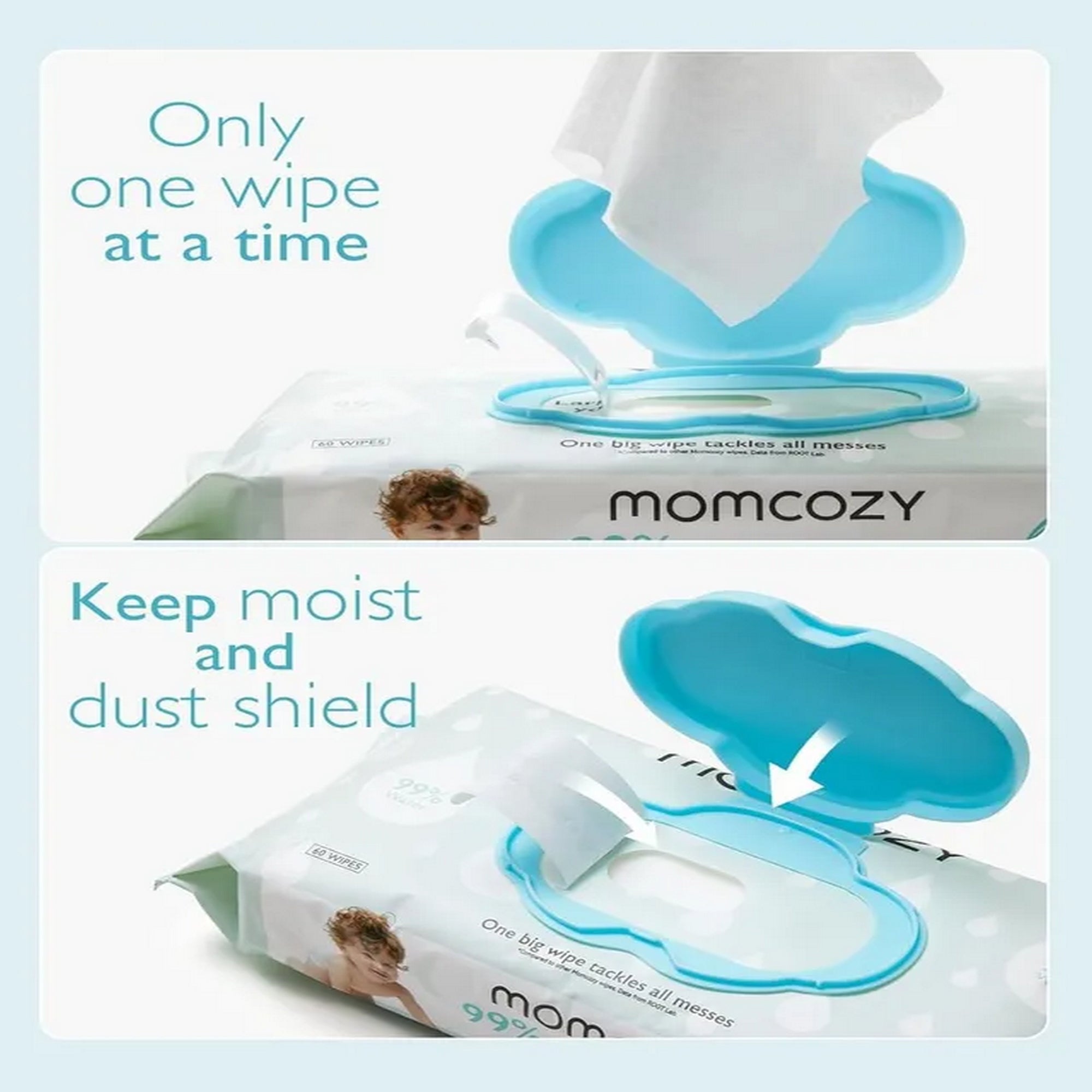 Momcozy Wipes Nose Saline Baby Wipes - 90 Count (Pack of 3) White - Wipe Case