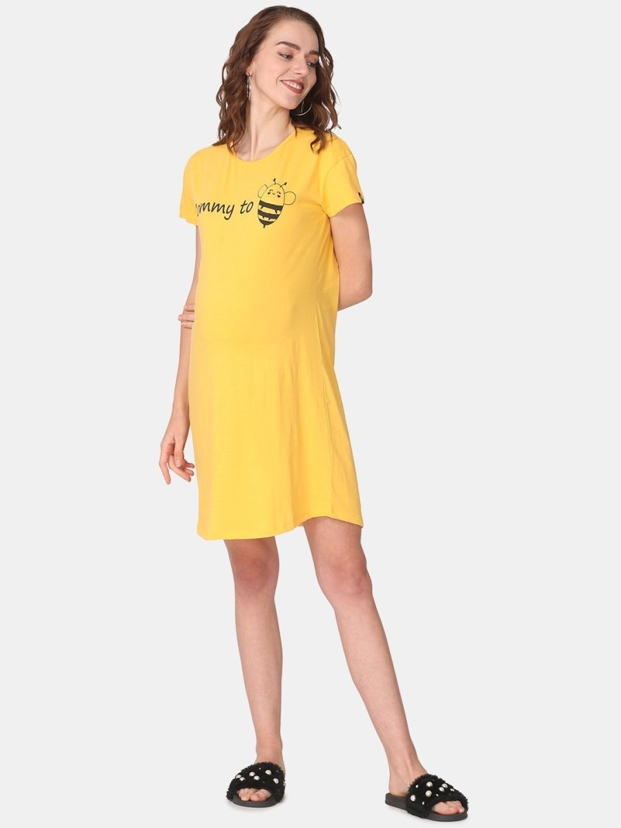 Mommy To Bee Maternity T- Shirt Dress - NW-MYBE-S
