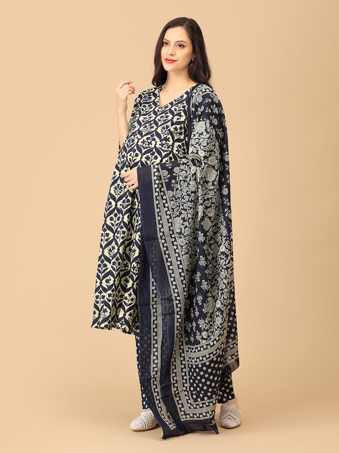 Monoblue Maternity and Nursing Kurta Set With Dupatta - MEW - SK - MNBL - S