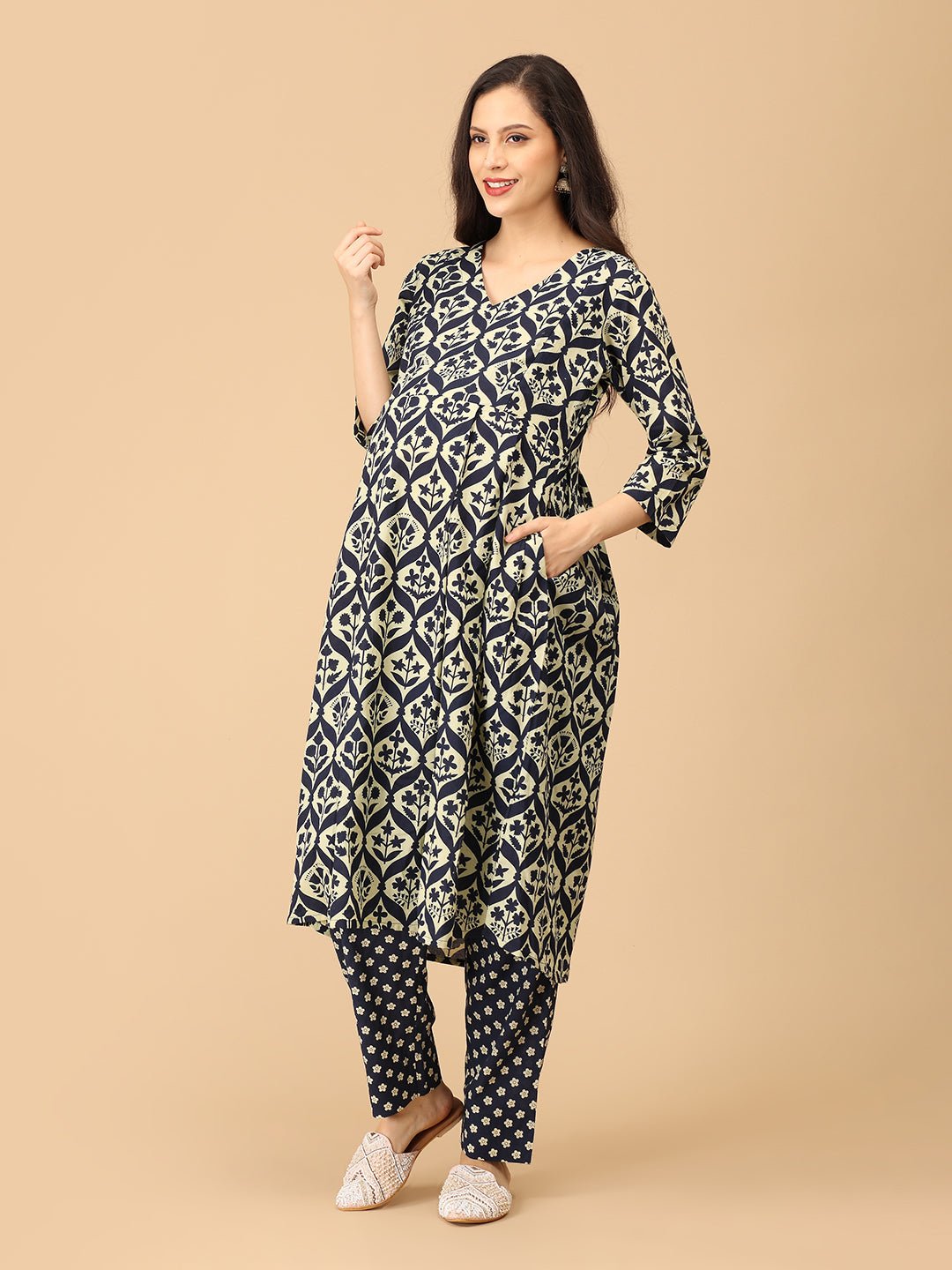 Monoblue Maternity and Nursing Kurta Set With Dupatta - MEW - SK - MNBL - S