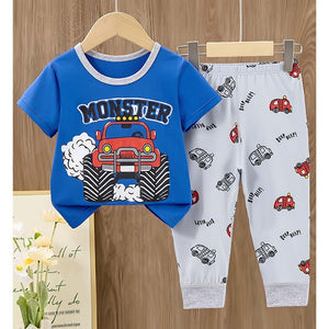 Monster Truck soft Cotton Joggers Nightsuit set for Kids - 2 - 3 Years Nightsuits