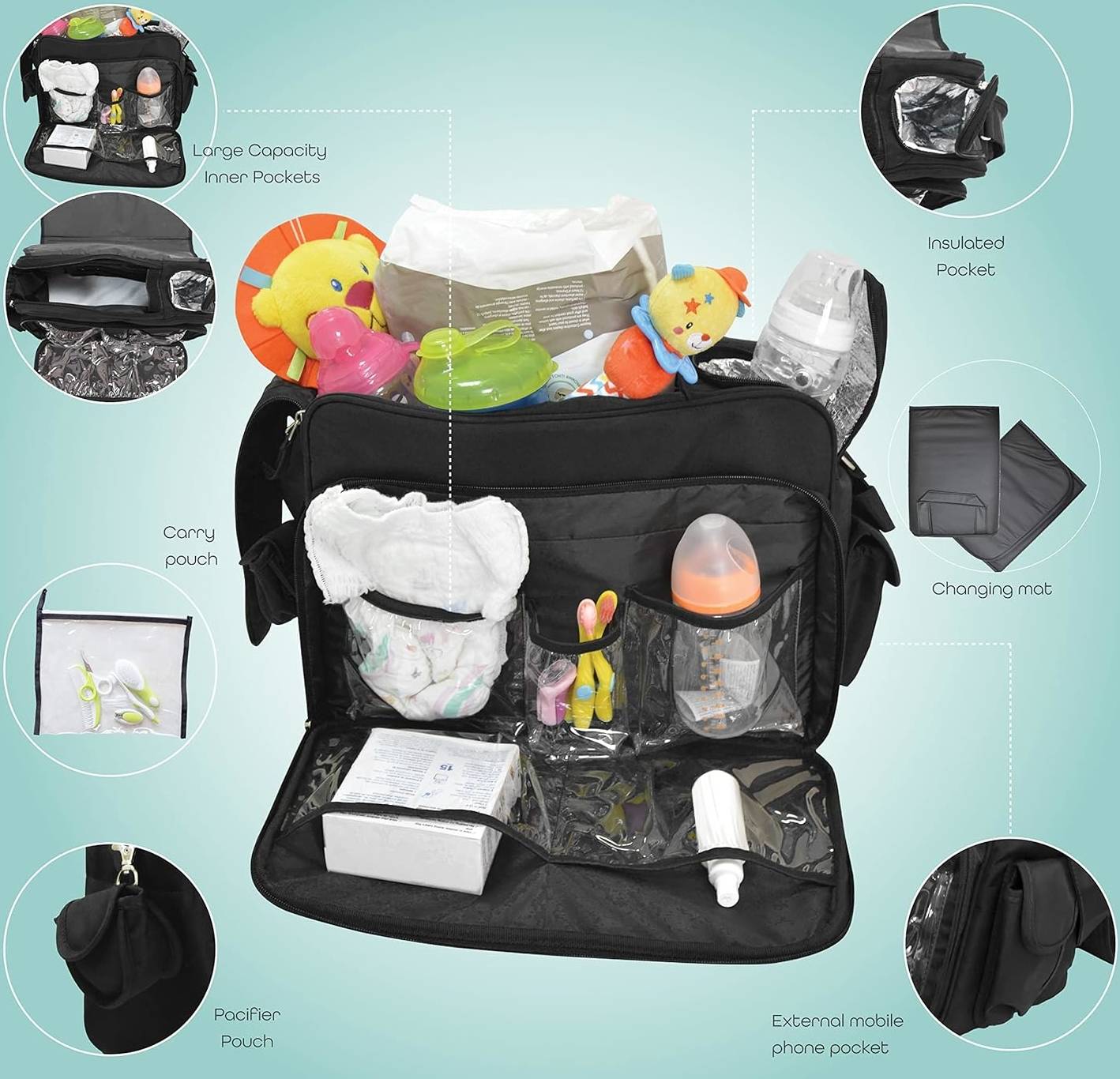 Moon 4Ever Diaper Bags Black - MNADMGY02