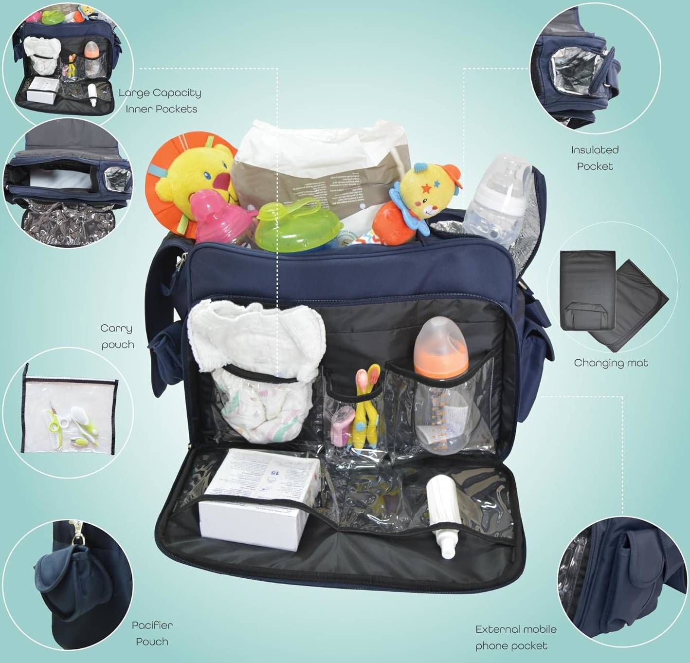 Moon 4Ever Diaper Bags Navy Blue Birth to Adult - MNADMNV01