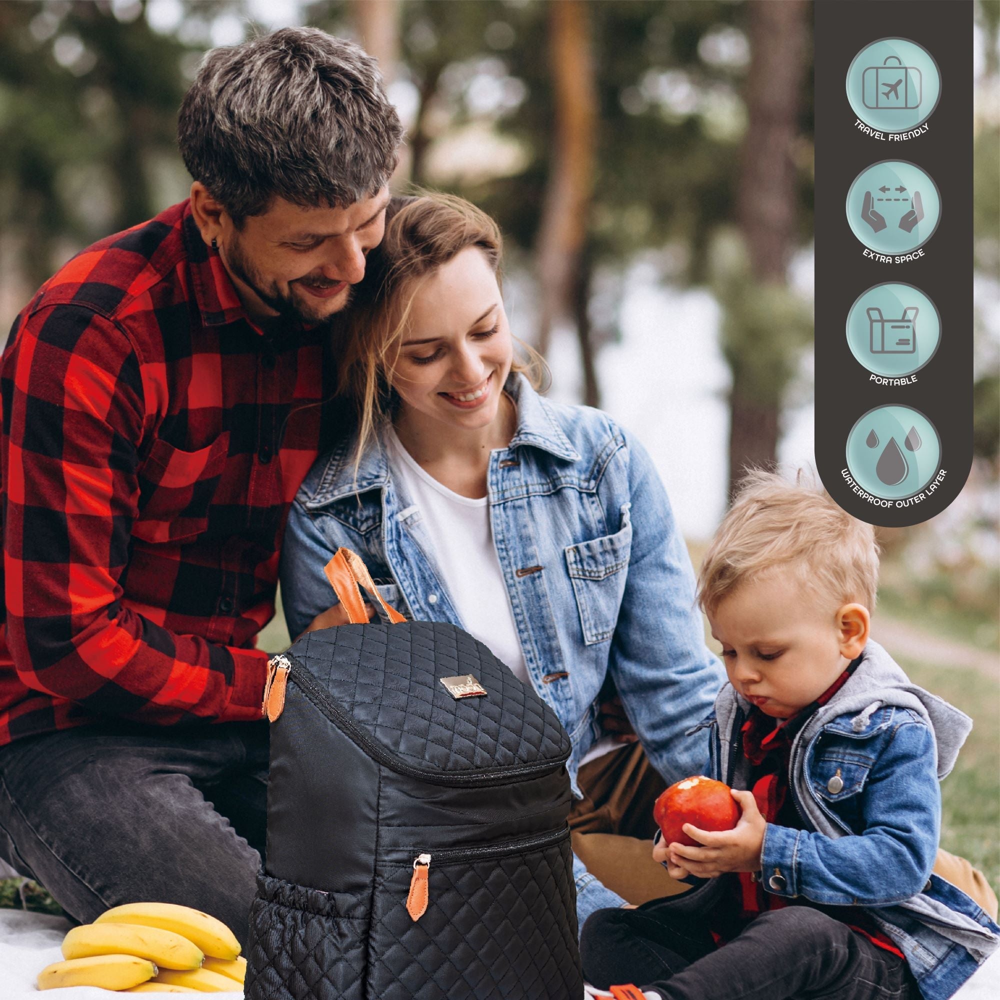 Moon Avena Diaper Bags Dark Grey Birth to Adult - MNNDBMT02