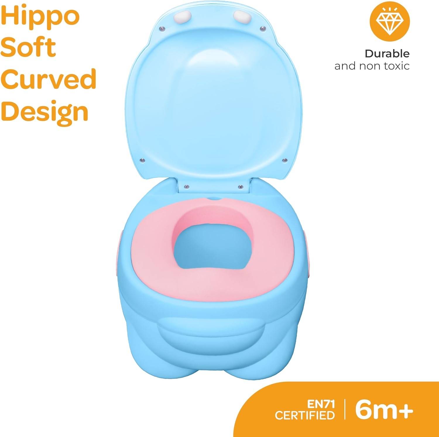 Moon Baby potty with PU Cushion Potty Training Blue Hippo - MNNSPT04