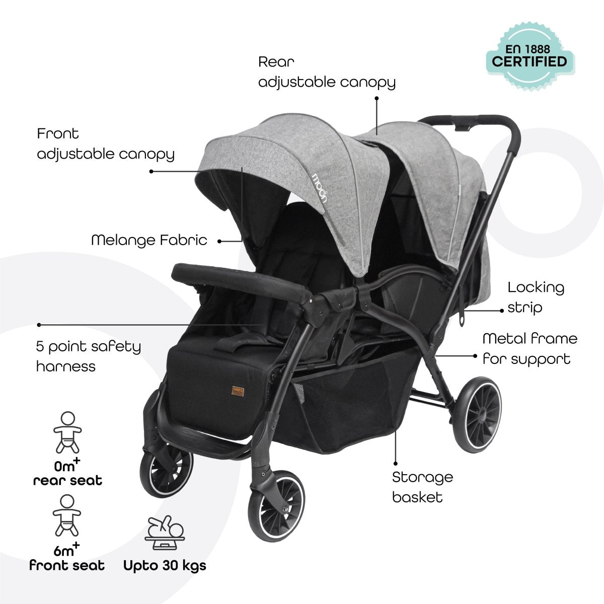 Moon Dios Stroller Grey - MNBGSGY13