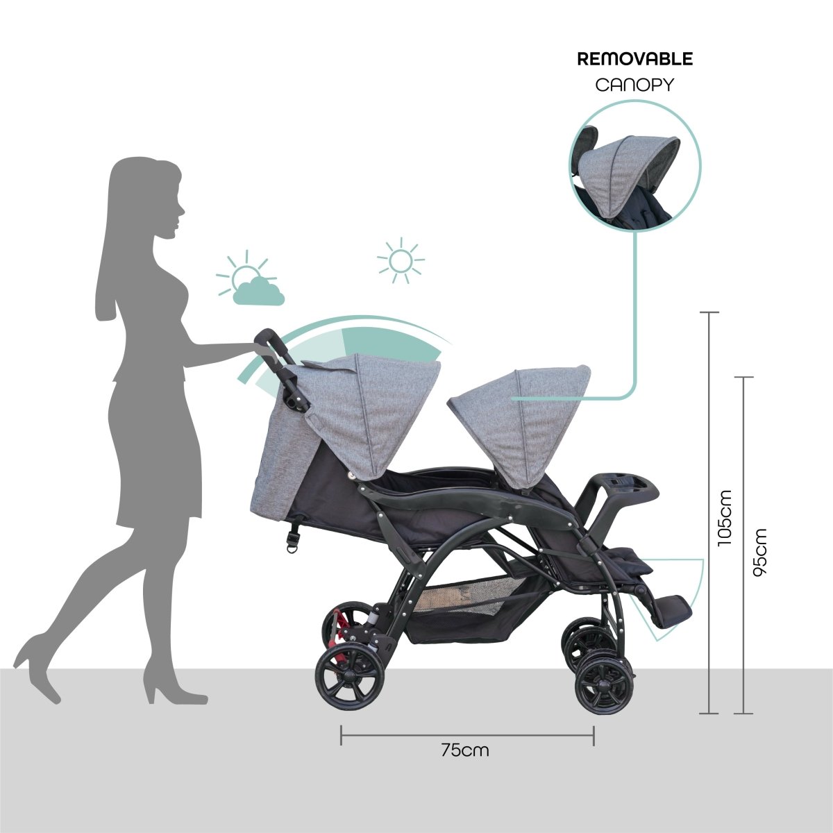 Moon Dios Stroller Grey - MNBGSGY13