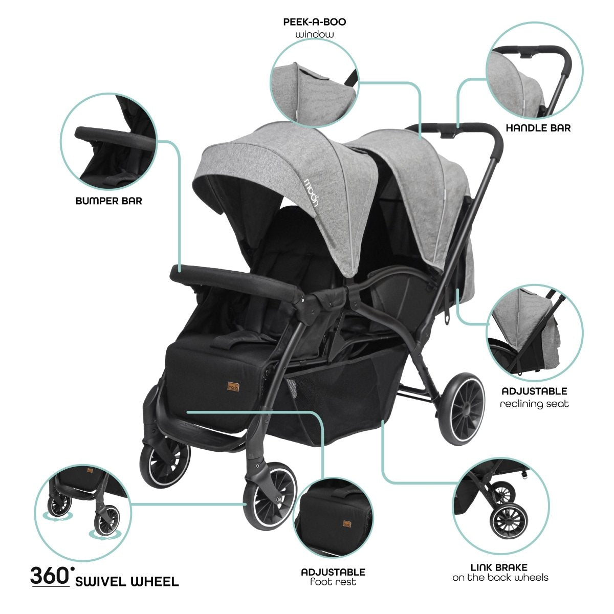 Moon Dios Stroller Grey - MNBGSGY13