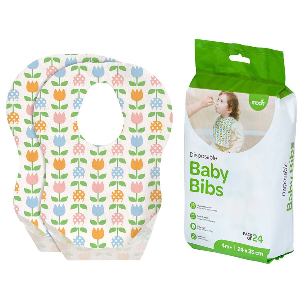 Moon Disposable Baby Bibs Flowers - MNSDBMT01