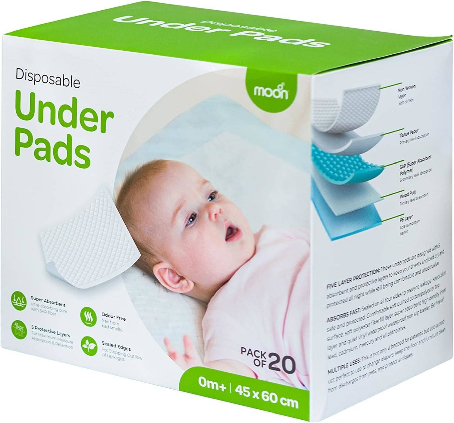 Moon Disposable Under Pads Diaper Changing Kits White - MNSDPMT06