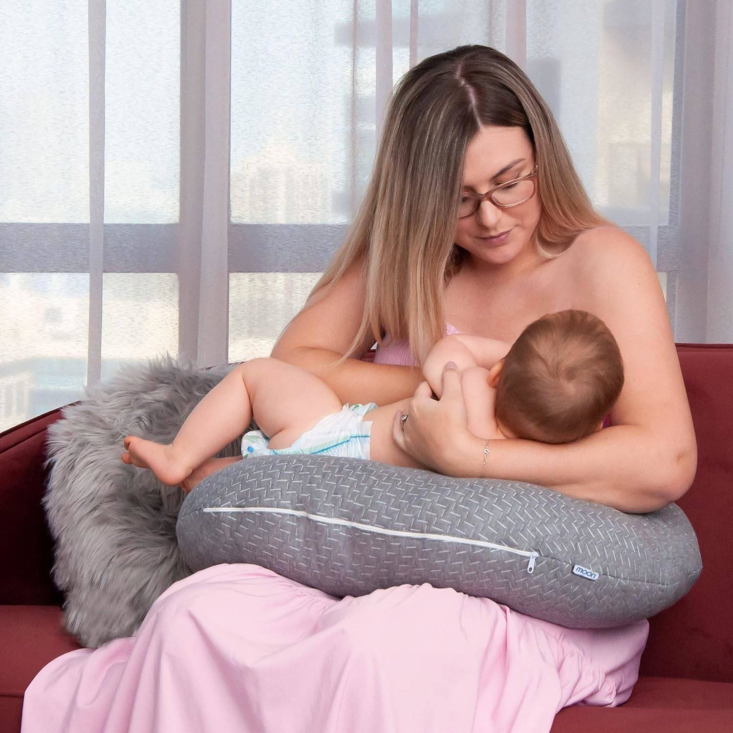 Moon Feeding Pillow with Bamboo Rayon Maternity Accessories Grey - MNSFPMT04
