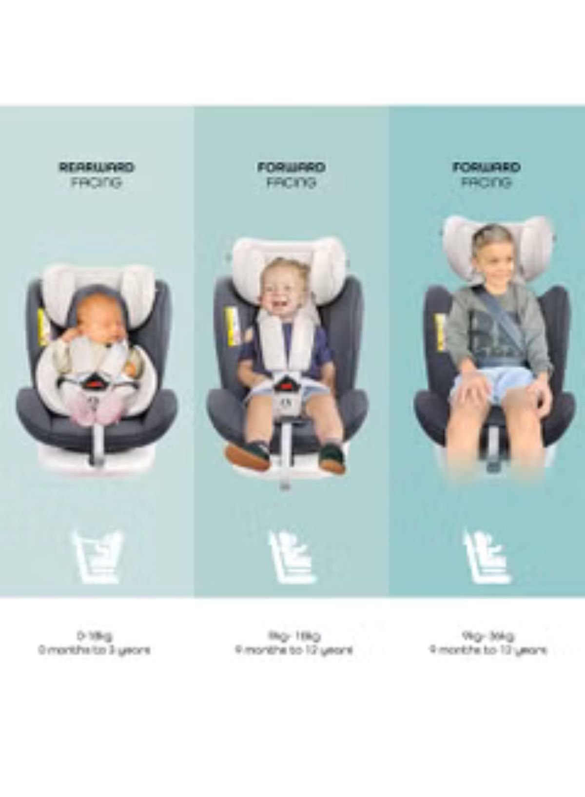 Moon Gyro Car Seat Black Birth to 12 Years - MNNCSMT02