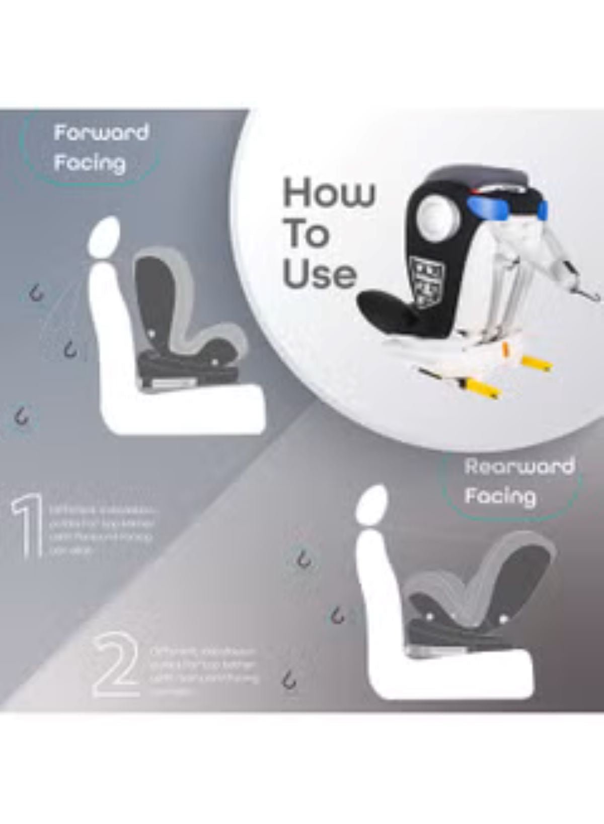 Moon Gyro Car Seat Black Birth to 12 Years - MNNCSMT02