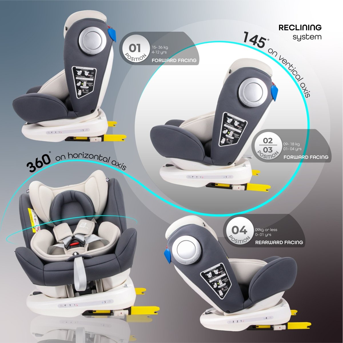 Moon Gyro Car Seat Grey - MNNCSMT03