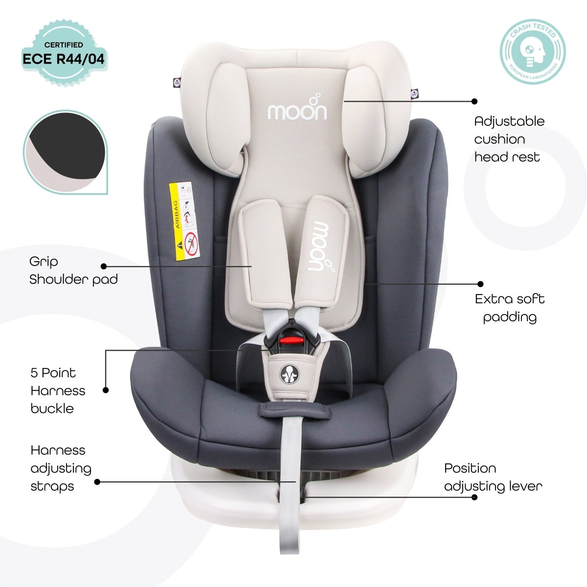 Moon Gyro Car Seat Grey - MNNCSMT03