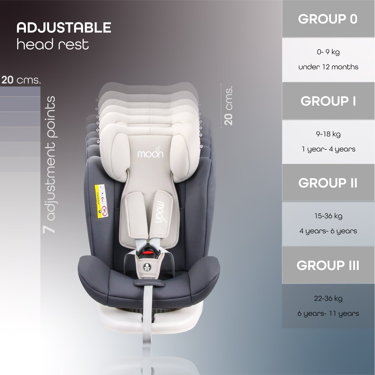 Moon Gyro Car Seat Grey - MNNCSMT03
