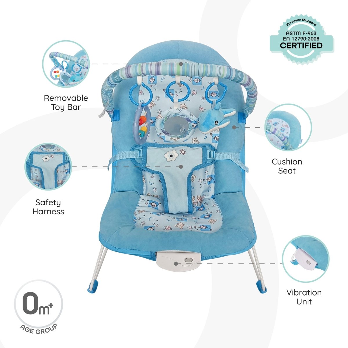Moon Hip Hop Bouncer Blue - MNBGRGR03