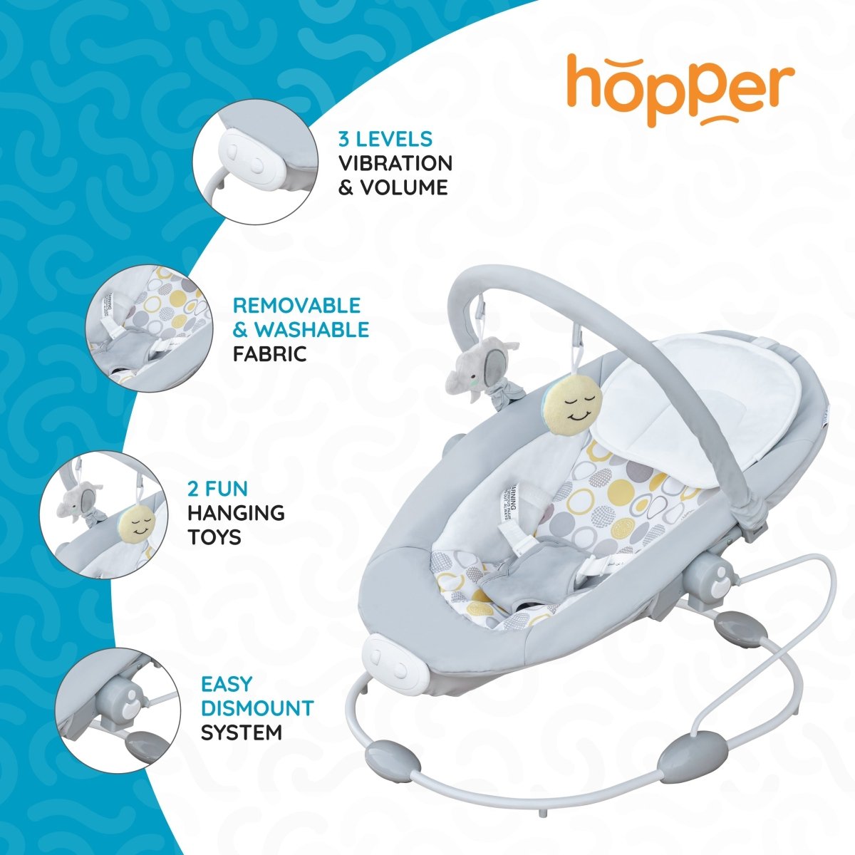 Moon Hopper Bouncer Grey - MNNBOMT05