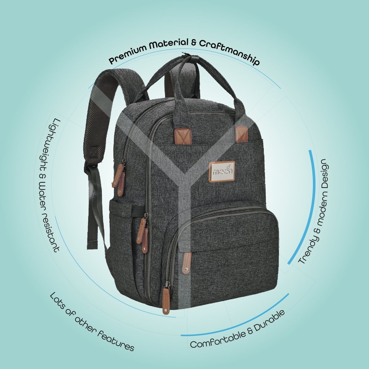 Moon Kary Me Diaper Bags Dark Grey - MNADBDG04