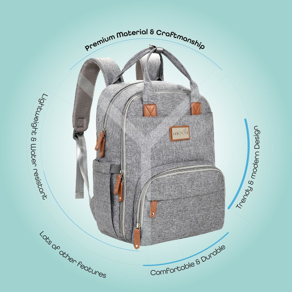 Moon Kary Me Diaper Bags Grey - MNADBGY03