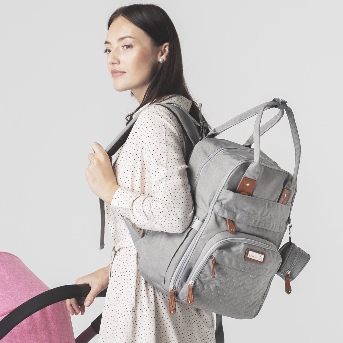 Moon KaryMe with pacifier case Diaper Bags Dark Grey - MNADBDG02