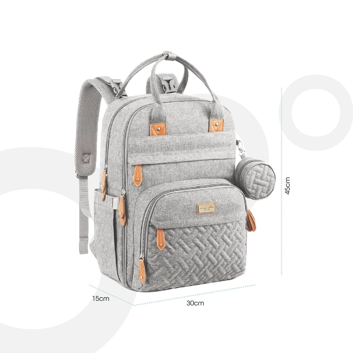 Moon KaryMe with pacifier case Diaper Bags Grey - MNADBGY01