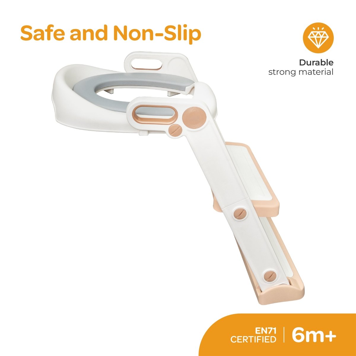 Moon Kids Step Stool Potty Trainer Seat Potty Training White and gold - MNNSPT06