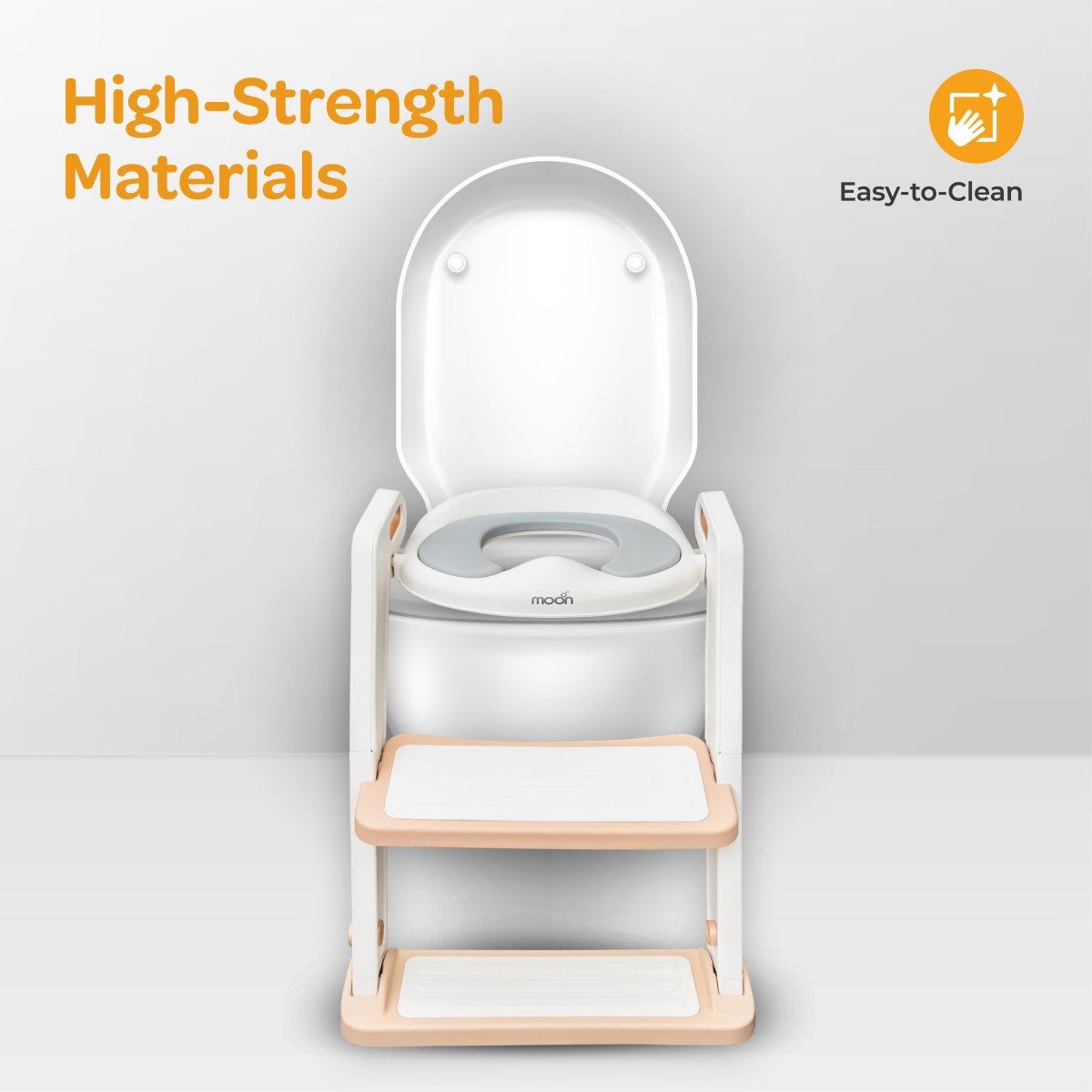 Moon Kids Step Stool Potty Trainer Seat Potty Training White and gold - MNNSPT06