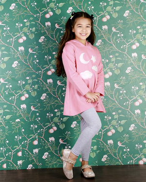 Moon Magic Girls Hooded Sweater Dress with Grey Leggings - WNCL-HL-MNMG-0-6