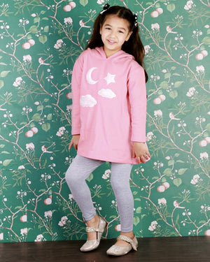 Moon Magic Girls Hooded Sweater Dress with Grey Leggings - WNCL-HL-MNMG-0-6