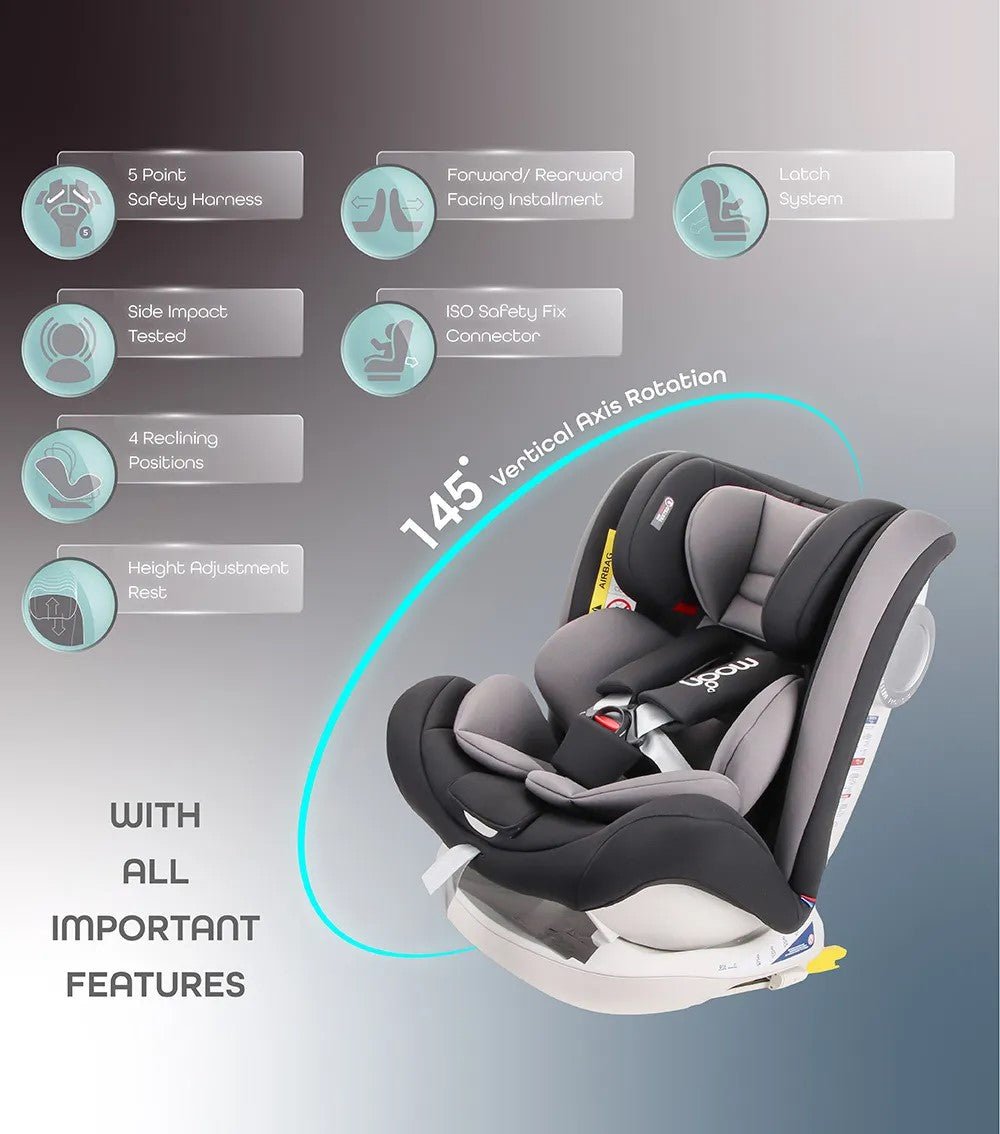 Moon Melhor Car Seat Black Birth to 12 Years - MNNCSMT01