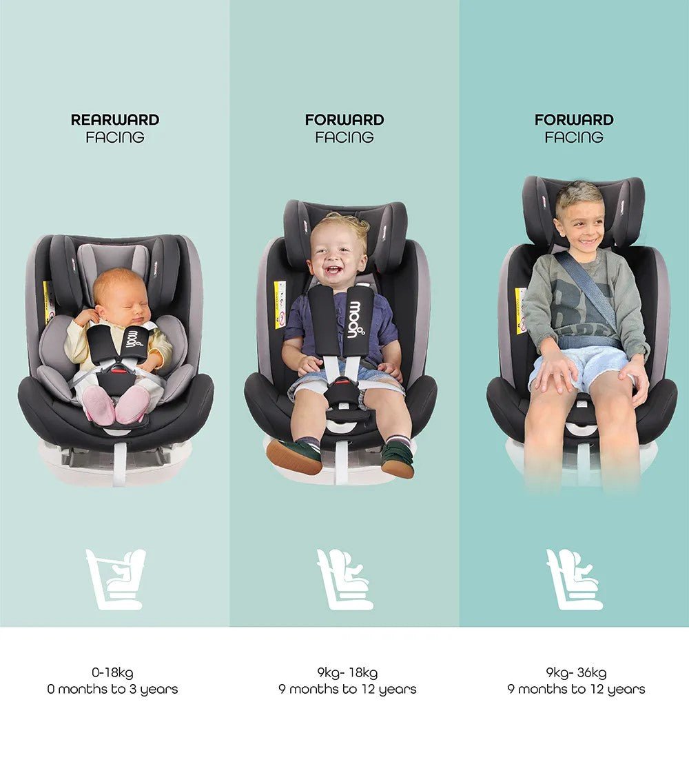 Moon Melhor Car Seat Black Birth to 12 Years - MNNCSMT01