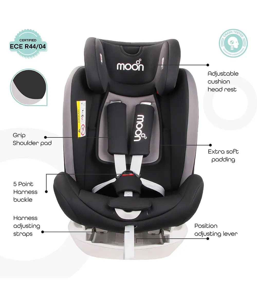 Moon Melhor Car Seat Black Birth to 12 Years - MNNCSMT01