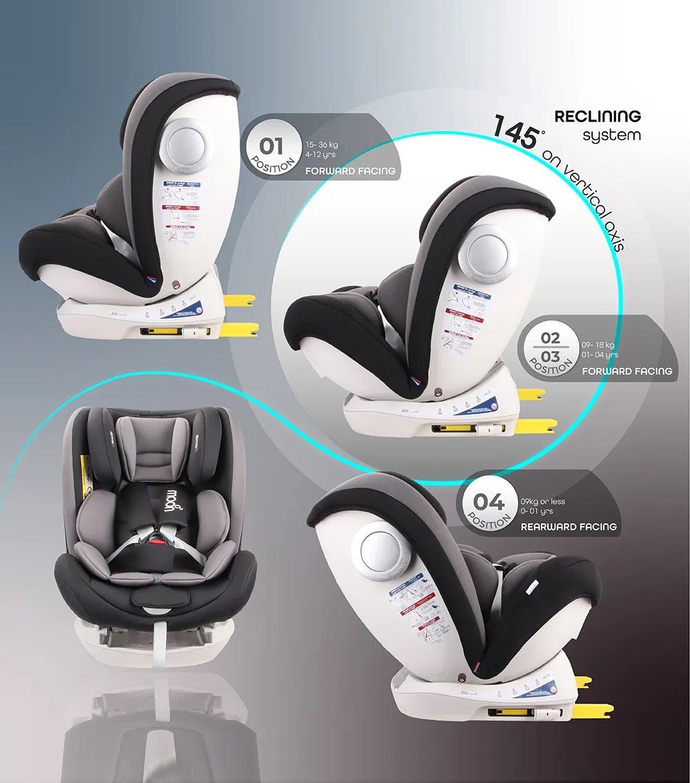 Moon Melhor Car Seat Black Birth to 12 Years - MNNCSMT01