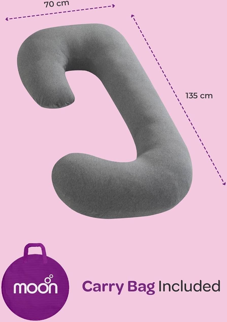 Moon Organic C Shaped Maternity Pillow Maternity Accessories Lite Grey Adult - MNSMPMT12