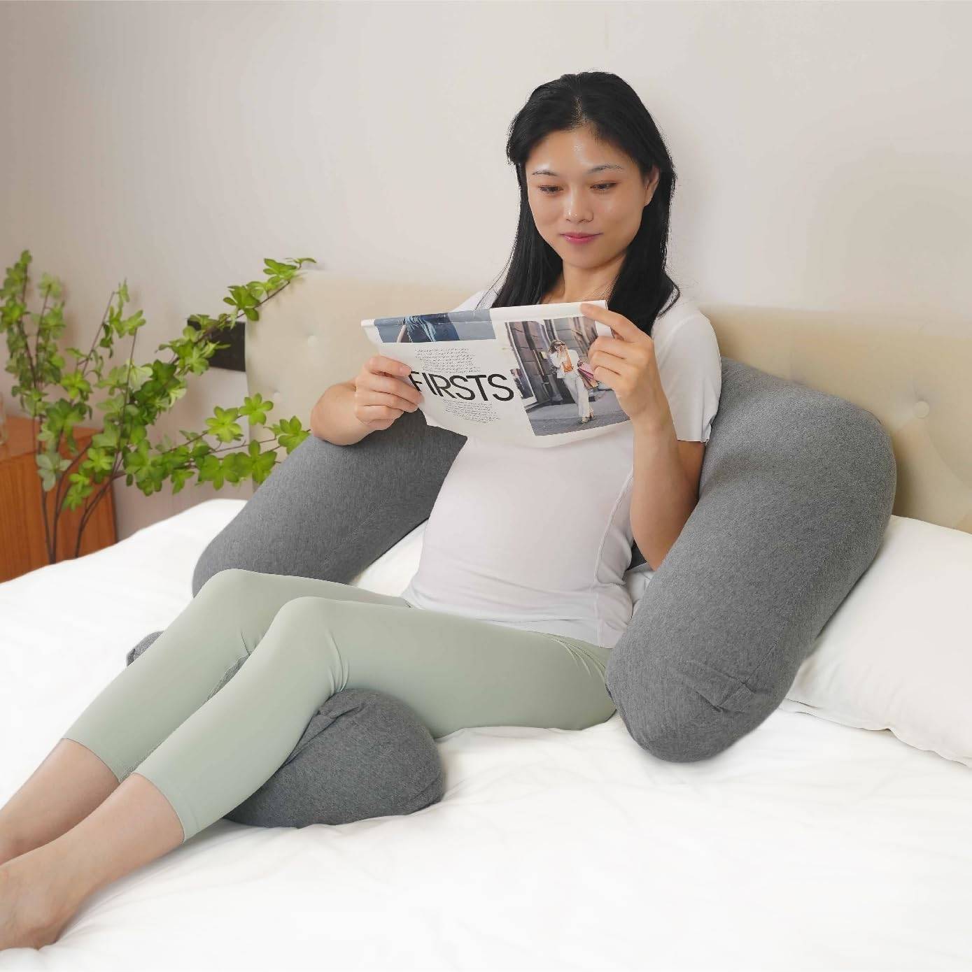 Moon Organic Multi Position Maternity Pillow with Detachable back support Maternity Accessories Grey Adult - MNSMPMT22