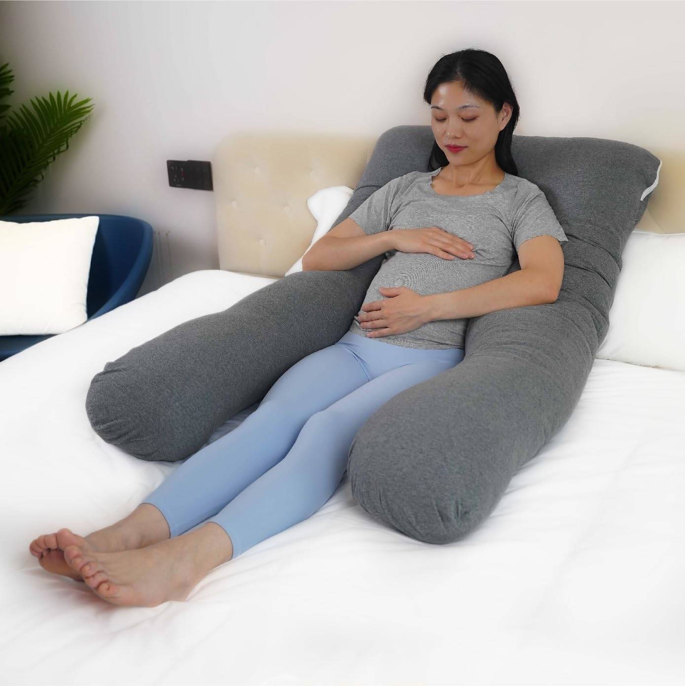 Moon Organic U Shaped Maternity pillow Maternity Accessories Grey Adult - MNSMPMT13